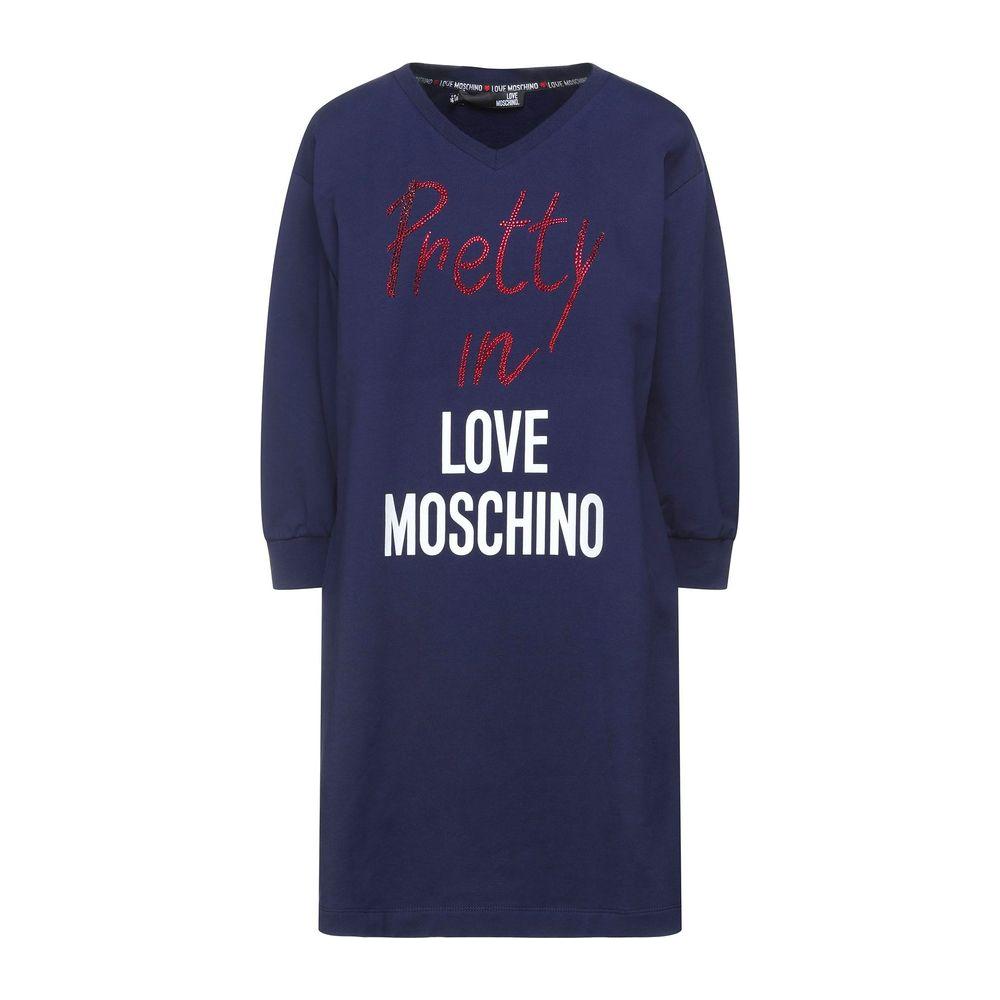 Love Moschino Elegant V-Neck Beaded Logo Dress elegant-v-neck-beaded-logo-dress