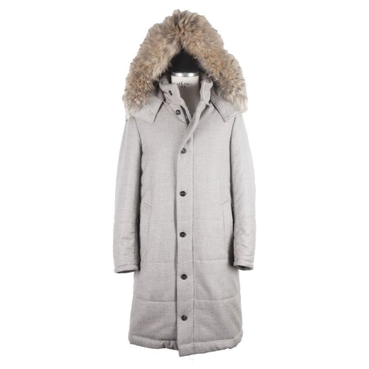 Made in Italy Italian Elegance Wool-Cashmere Men's Raincoat gray-wool-jacket-6