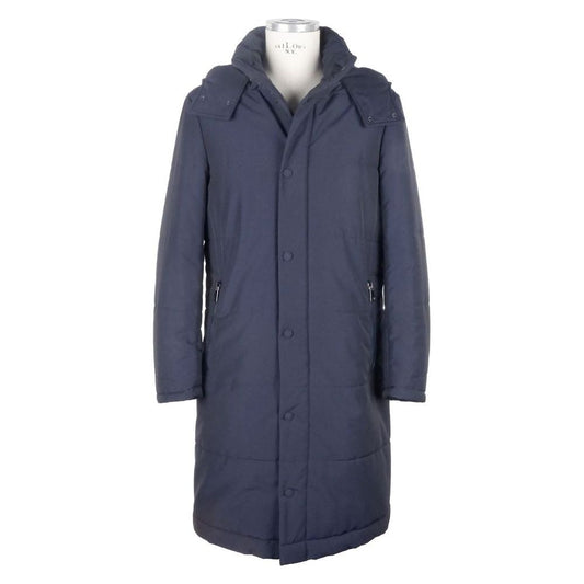 Made in Italy Italian Elegance Wool-Blend Men's Raincoat blue-virgin-wool-jacket-3