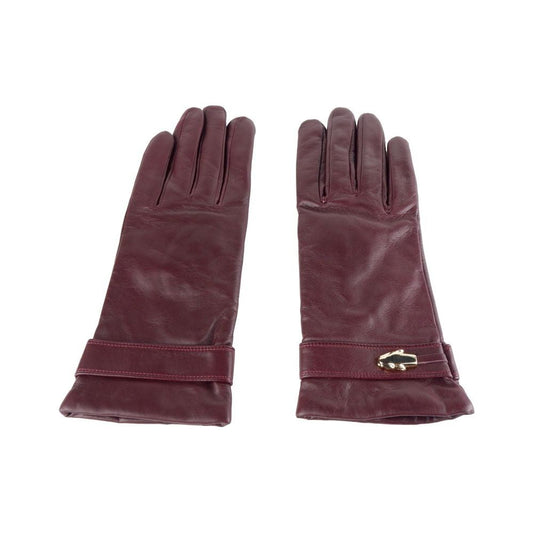 Cavalli Class Elegant Lambskin Leather Gloves in Red red-lambskin-glove