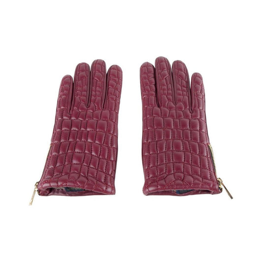Cavalli Class Elegant Burgundy Lambskin Gloves elegant-burgundy-lambskin-gloves