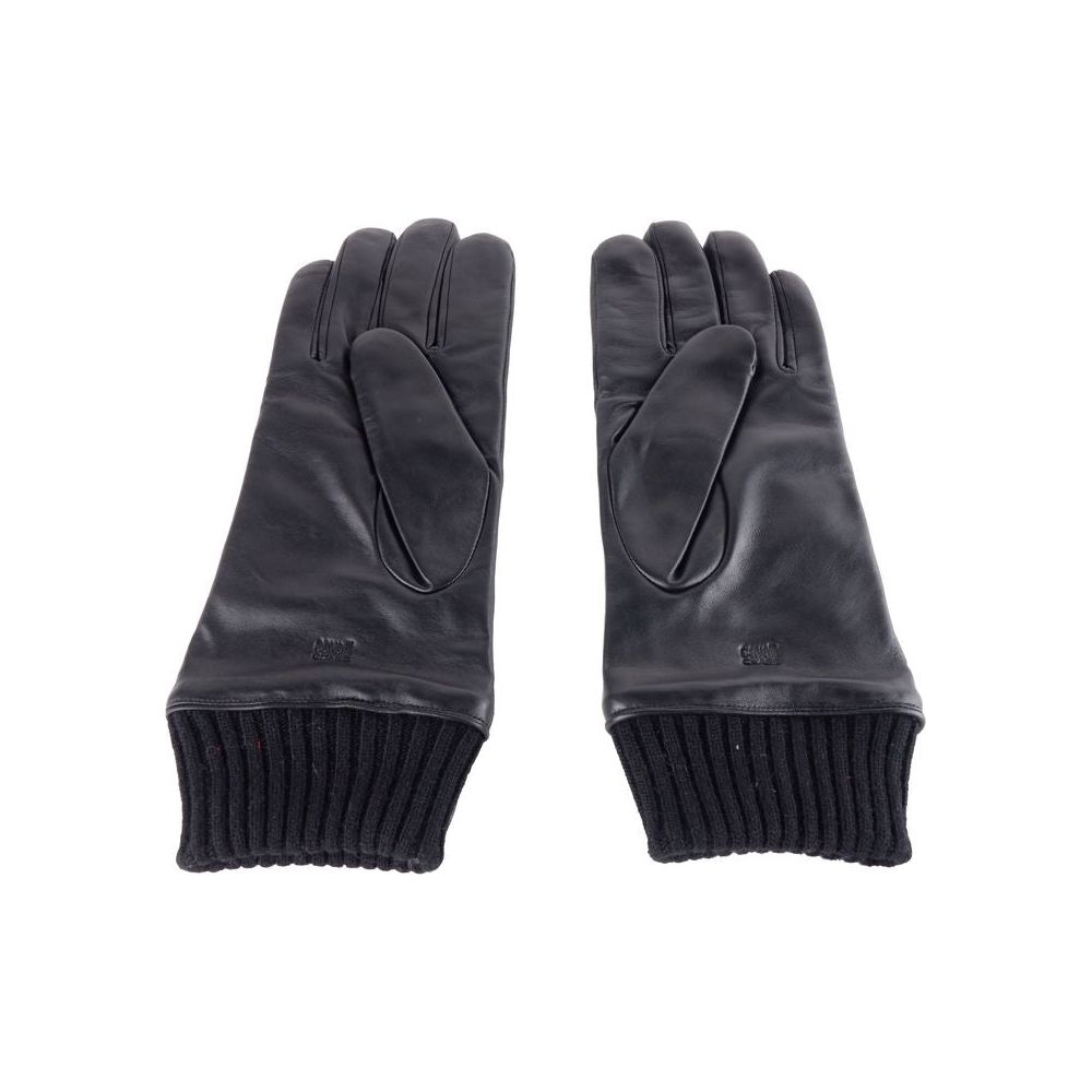 Cavalli Class Elegant Black Leather Gloves clt-cavalli-class-glove-3