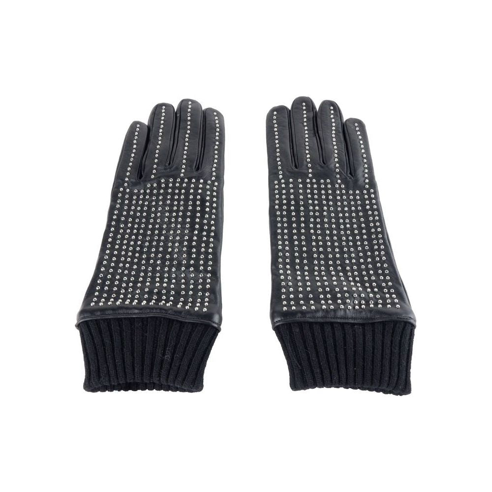 Cavalli Class Elegant Black Leather Gloves clt-cavalli-class-glove-3