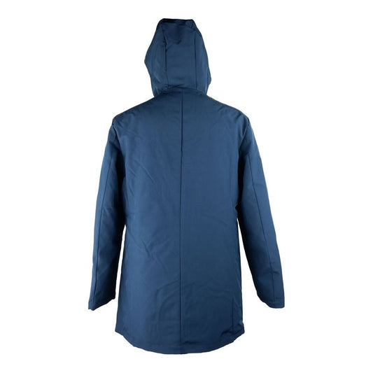 Refrigiwear Stylish Men's Long Hooded Jacket in Blue MAN COATS & JACKETS blue-polyester-jacket-3