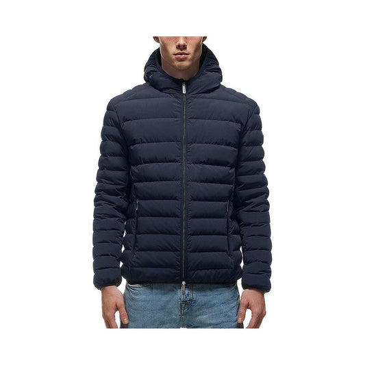 Blue Ultra Light Down Jacket with Cover Mask
