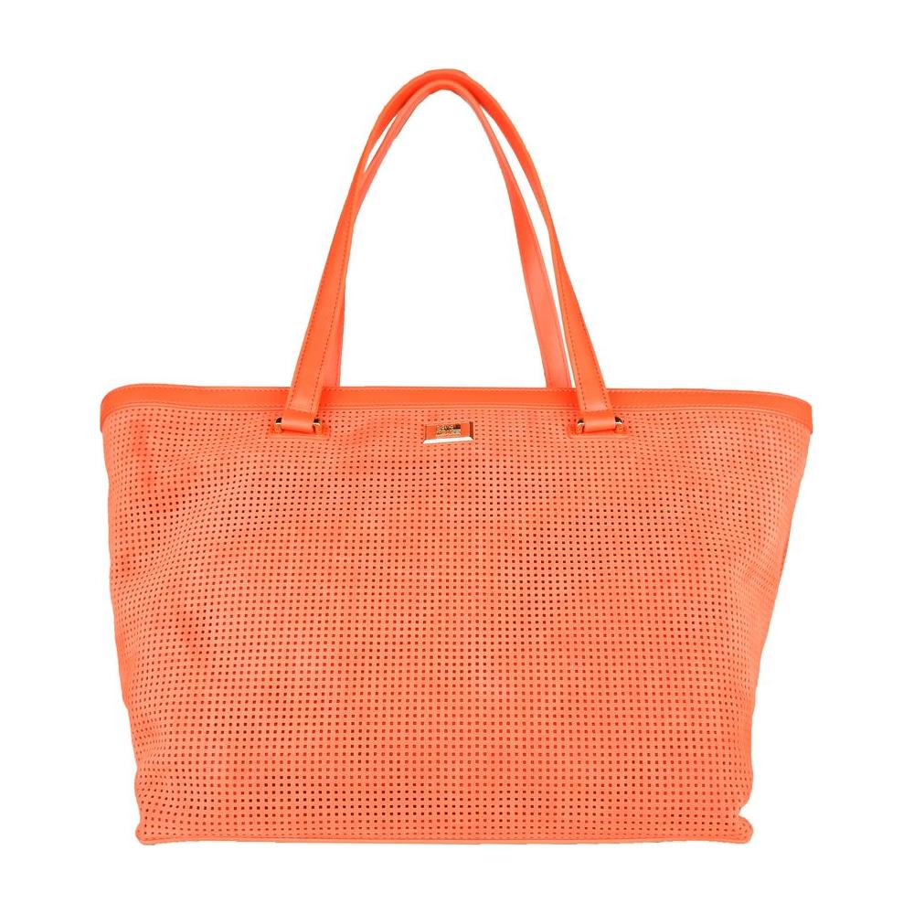 Cavalli Class Chic Dark Orange Leather Handbag Shoulder Bag c-d-cavalli-class-handbag