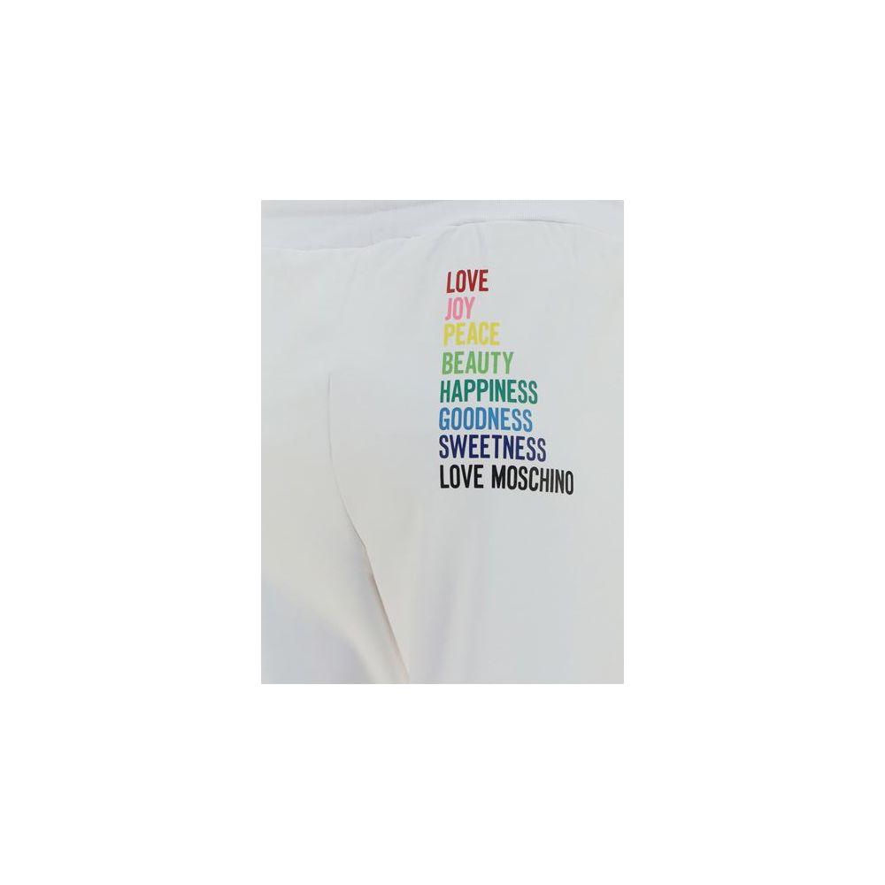 Love Moschino Chic White Cotton Pants with Rainbow Accents chic-white-cotton-pants-with-rainbow-accents