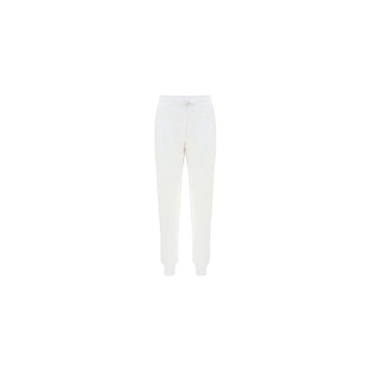 Chic White Cotton Pants with Rainbow Accents