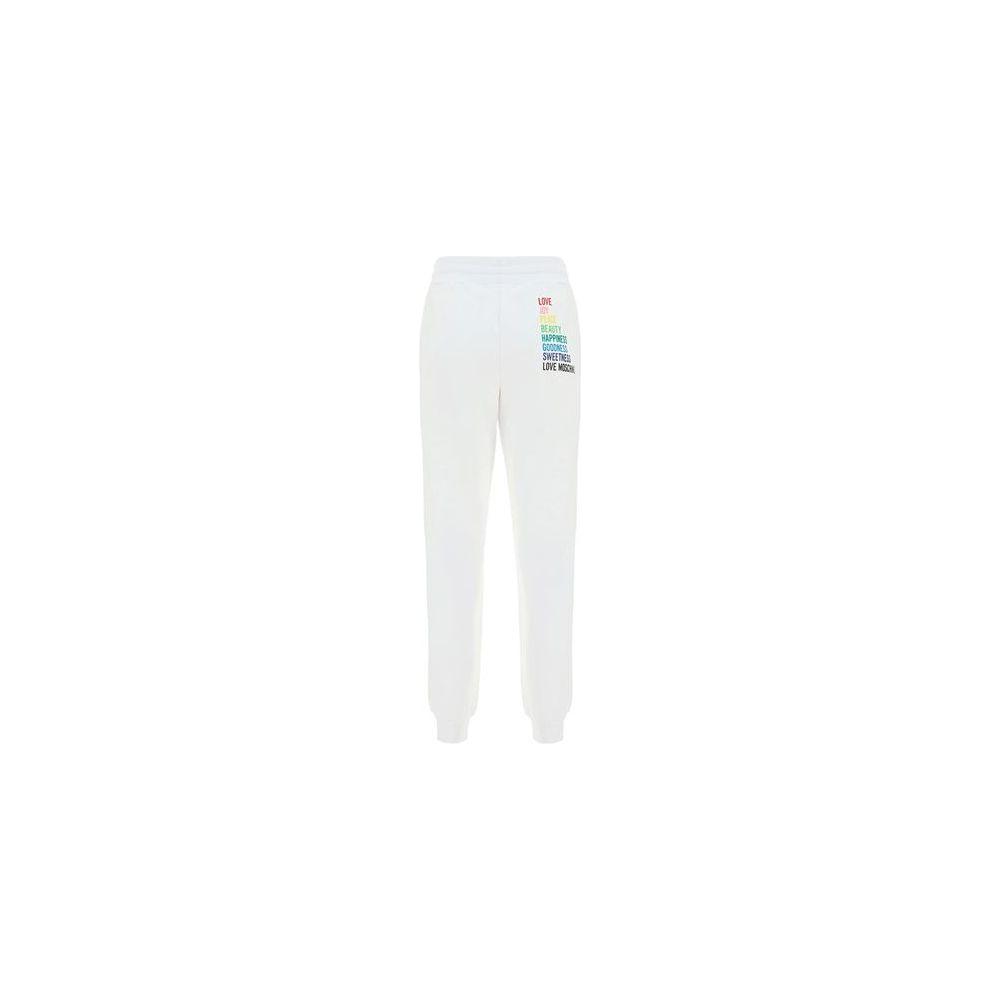 Love Moschino Chic White Cotton Pants with Rainbow Accents white-cotton-jeans-pant-26