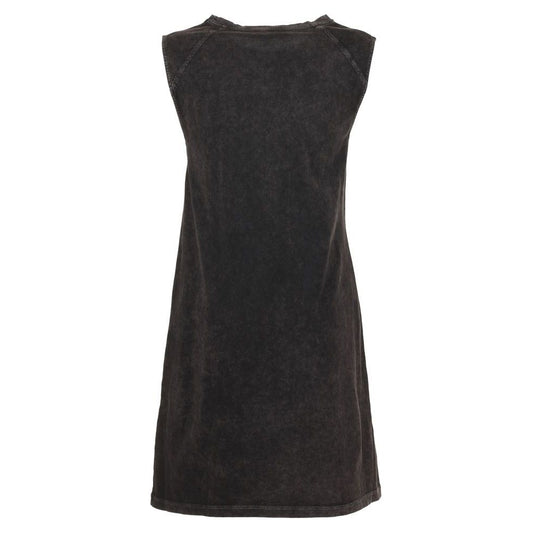 Imperfect Elegant Black Cotton Dress with Logo Detail WOMAN DRESSES saj-black-imperfect-dress-1