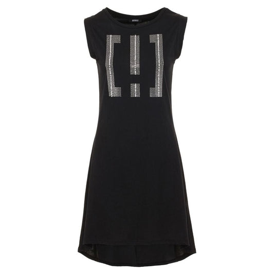 Imperfect Elegant Black Logo Cotton Dress black-cotton-tops-t-shirt-12