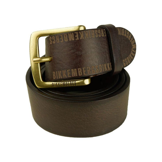 Bikkembergs Elegant Brown Leather Belt MAN BELTS e-bikkembergs-belt-9