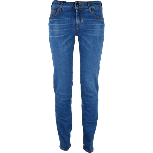 Jacob Cohen | Elegant Blue Denim Jacquard Pants| McRichard Designer Brands   