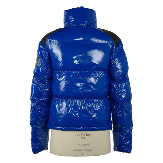 Chic Blue Down Jacket with Eco-Friendly Flair