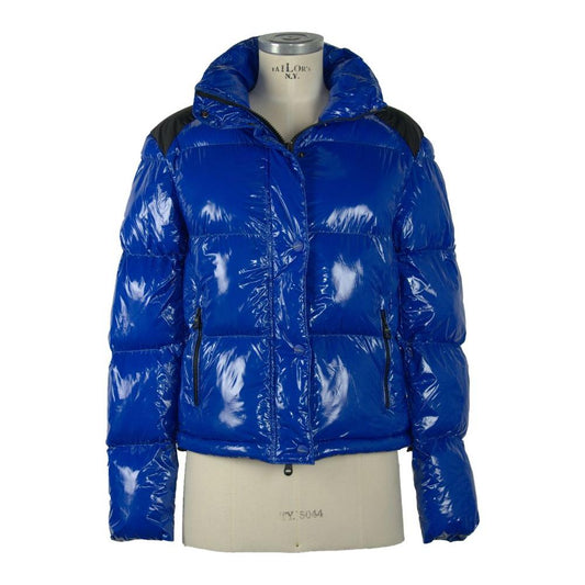 Chic Blue Down Jacket with Eco-Friendly Flair
