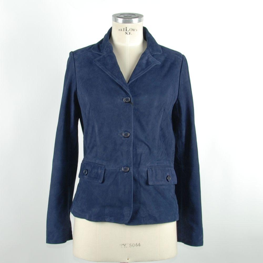Emilio Romanelli Chic Blue Leather Elegance Jacket blue-vera-leather-jacket