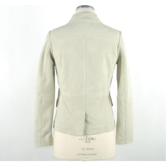 Chic White Leather Jacket by Emilio Romanelli