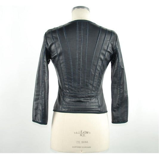 Emilio RomanelliElegant Blue Leather Jacket - Slim Fit ChicMcRichard Designer Brands£279.00