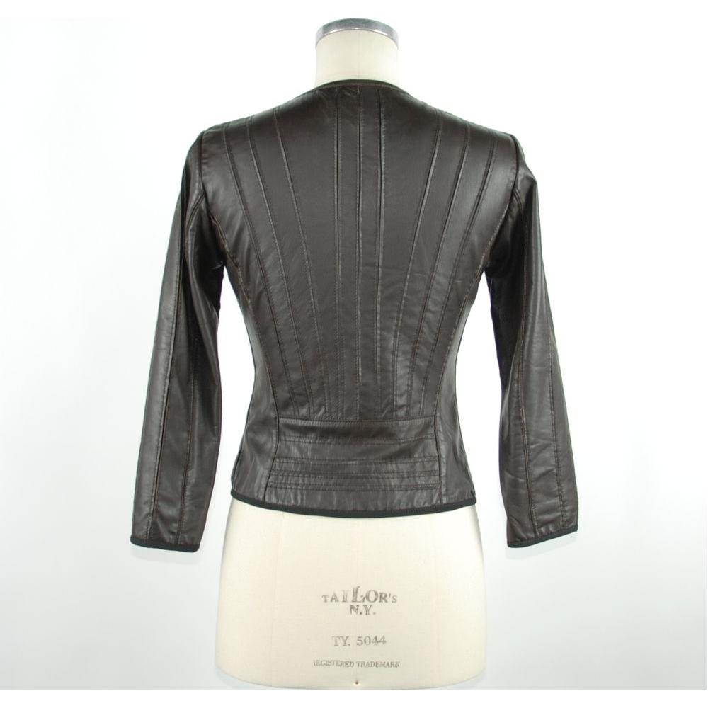 Emilio Romanelli Sleek Black Leather Jacket for Elegant Evenings black-genuine-leather-jackets-coat