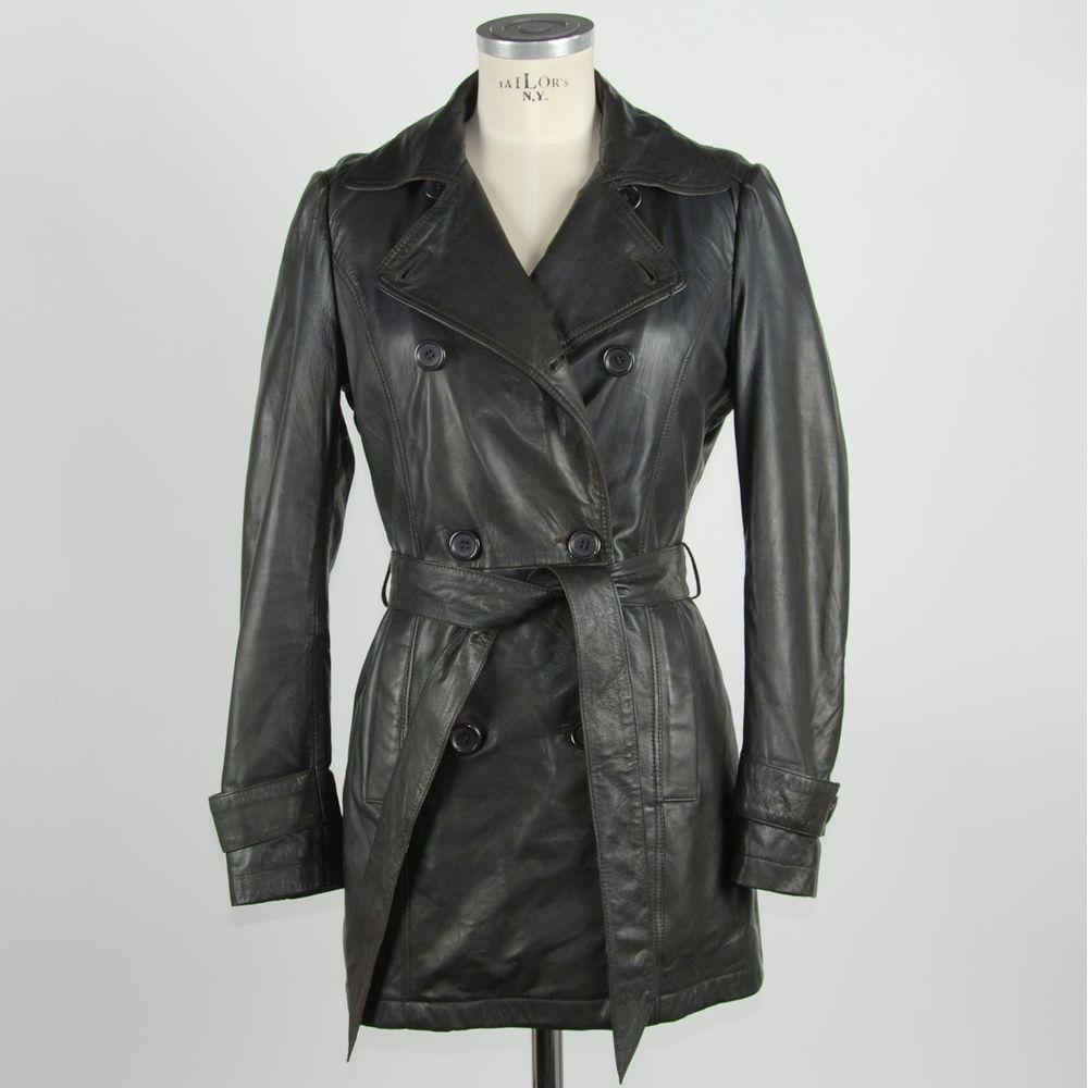 Emilio Romanelli Elegant Brown Leather Trench Coat brown-genuine-leather-jackets-coat-2