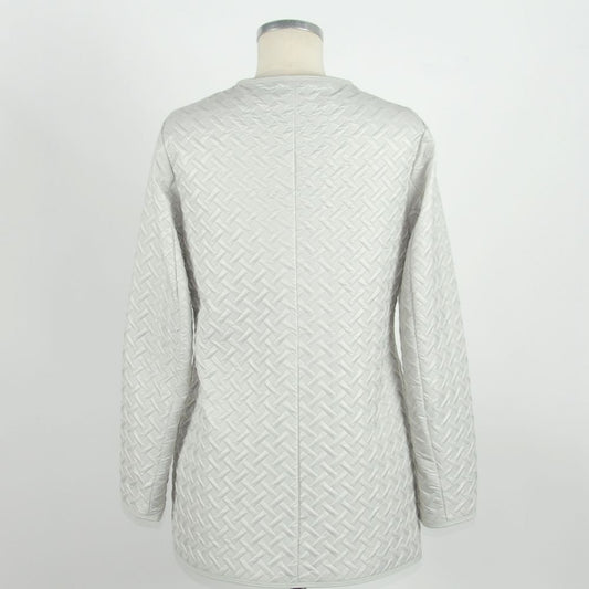 Emilio Romanelli Elegant White Snap Button Jacket white-polyester-jackets-coat-4