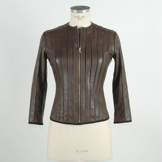 Emilio RomanelliElegant Brown Leather Jacket for Sleek StyleMcRichard Designer Brands£249.00