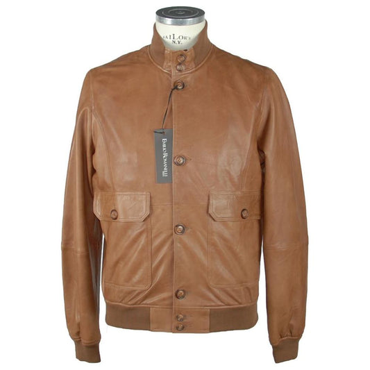Emilio Romanelli Elegant Brown Leather Jacket for Men elegant-brown-leather-jacket-for-men