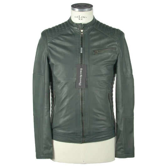 Emilio Romanelli Emerald Elegance Leather Jacket green-leather-jacket-2