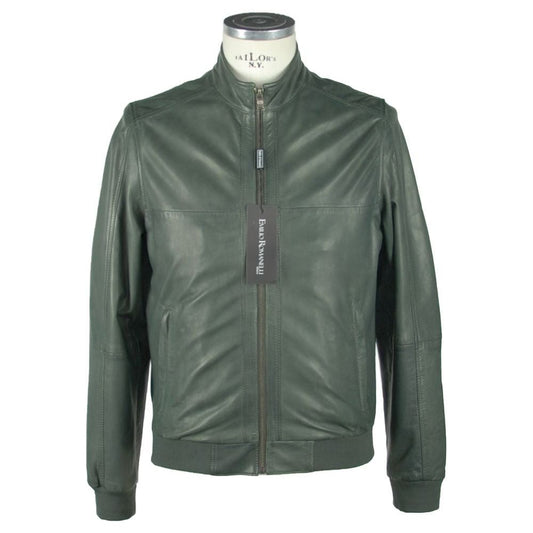 Emilio Romanelli Emerald Elegance Leather Jacket green-leather-jacket-1