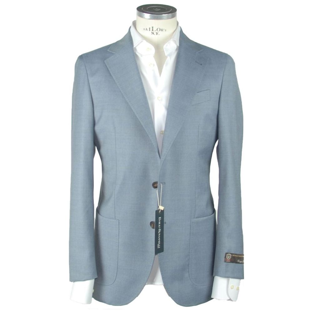 Emilio Romanelli Elegant Slim Light Blue Wool Blazer light-blue-virgin-wool-blazer-1