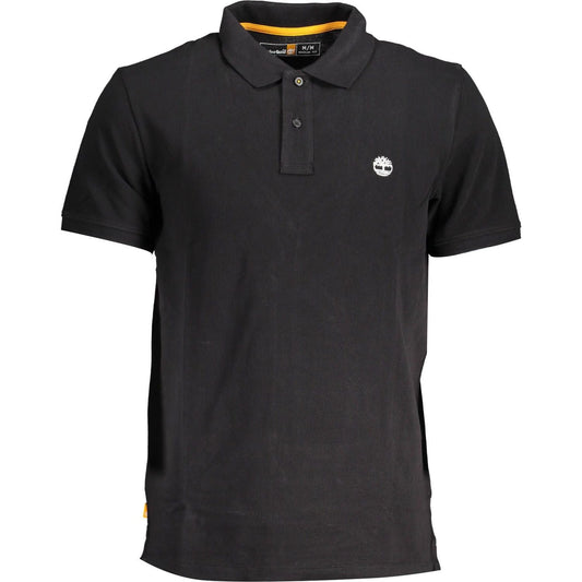 Timberland | Sleek Black Polo Shirt with Emblem| McRichard Designer Brands   