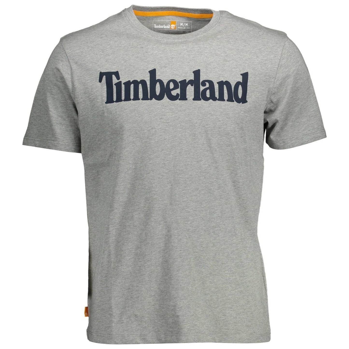 Timberland Eco-Conscious Gray Cotton Tee with Logo Print eco-conscious-gray-cotton-tee-with-logo-print