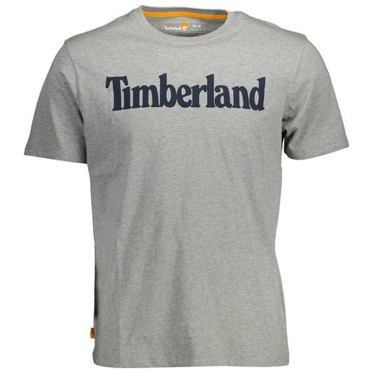 Timberland Eco-Conscious Gray Cotton Tee with Logo Print eco-conscious-gray-cotton-tee-with-logo-print