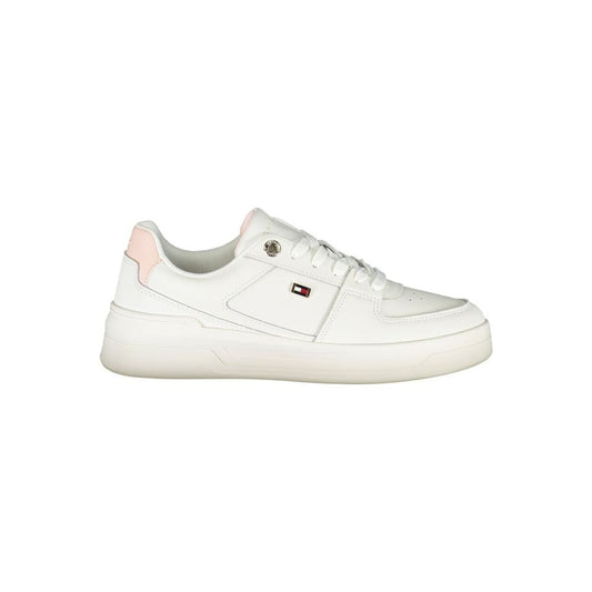 Tommy Hilfiger | Elegant White Lace-Up Sneakers with Contrast Detail| McRichard Designer Brands   