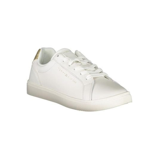 Chic White Lace-Up Sneakers with Contrast Details