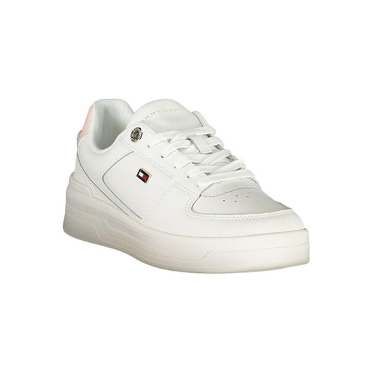 Tommy Hilfiger | Elegant White Lace-Up Sneakers with Contrast Detail| McRichard Designer Brands   