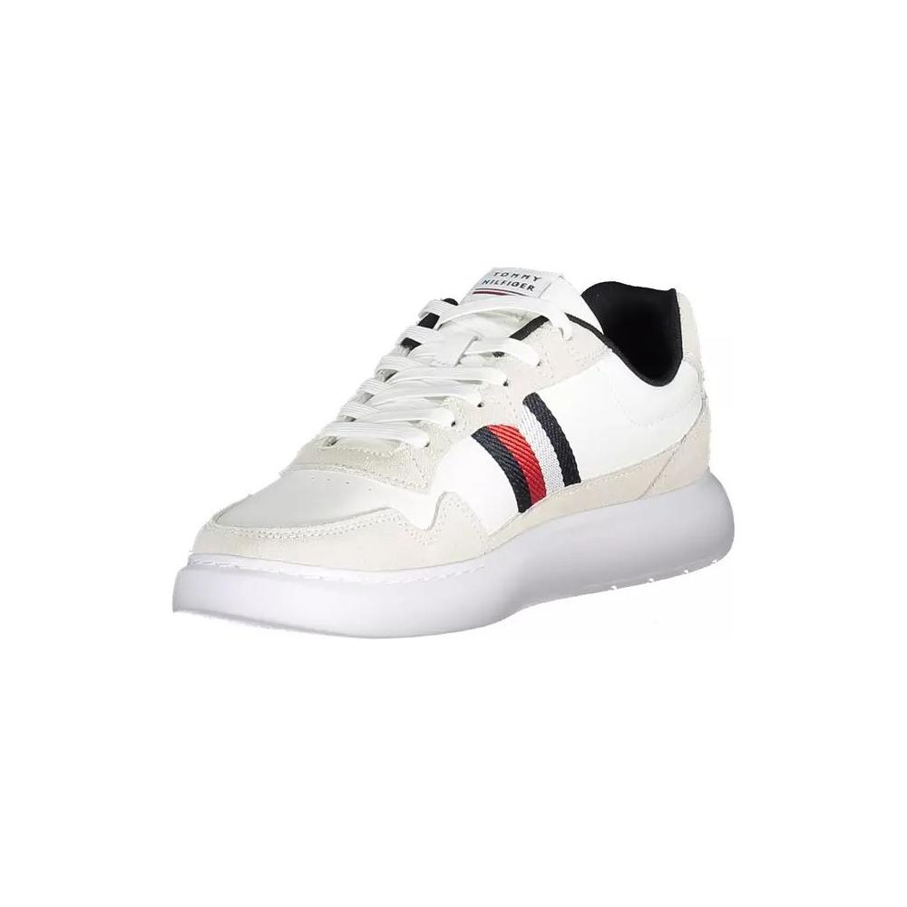 Tommy Hilfiger | White Polyester Sneaker| McRichard Designer Brands   