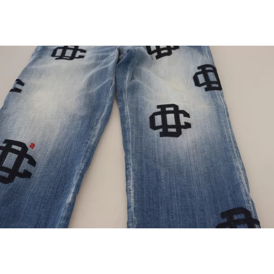 Dsquared² Blue Washed High Waist Straight Denim Boston Jeans blue-washed-high-waist-straight-denim-boston-jeans