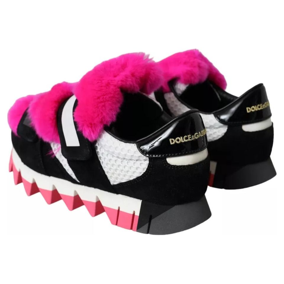 Black Pink Neoprene Stretch Shark Sneakers Shoes