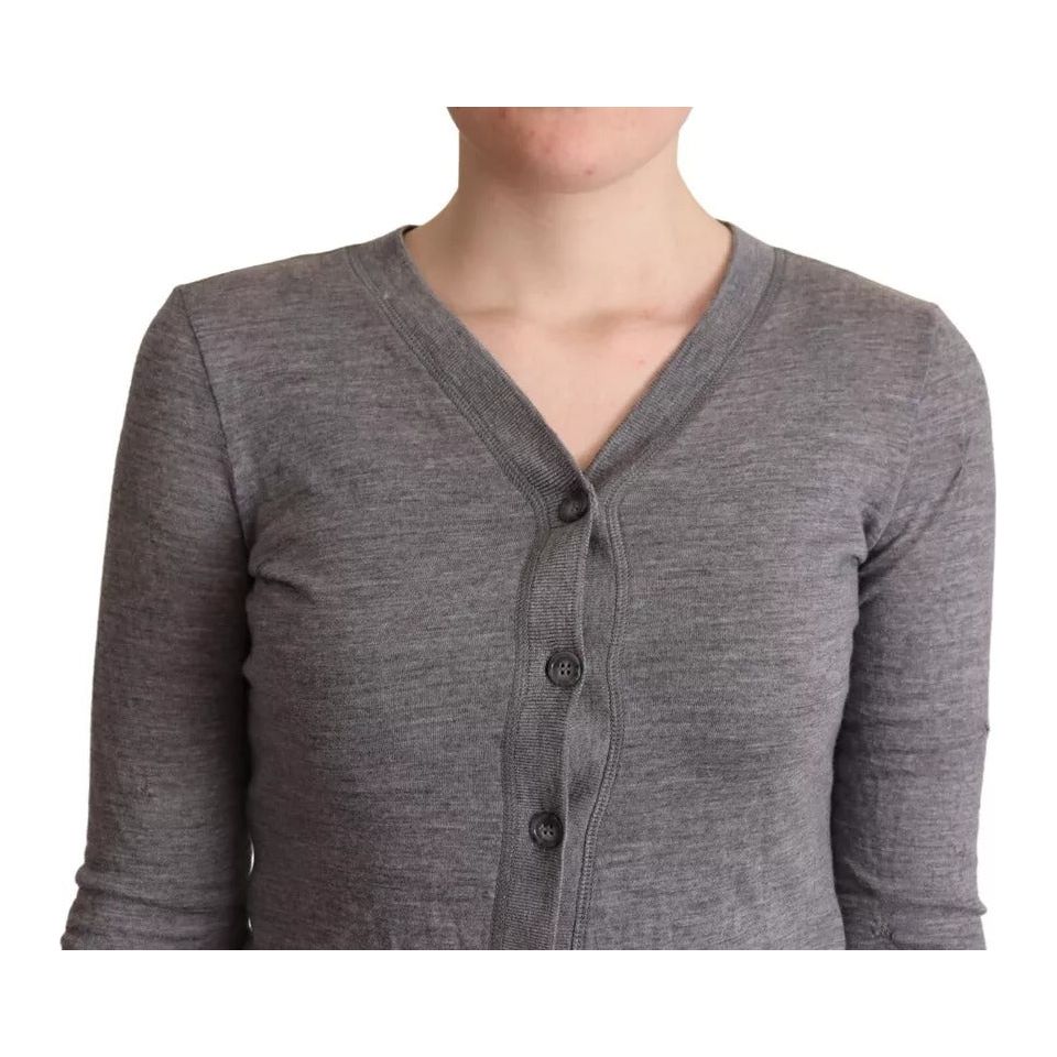 Dolce & Gabbana Gray Wool Button Down Cardigan Sweater gray-wool-button-down-cardigan-sweater