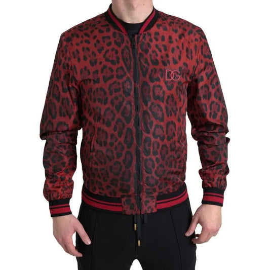 Red Leopard Bomber Short Coat Jacket Dolce & Gabbana