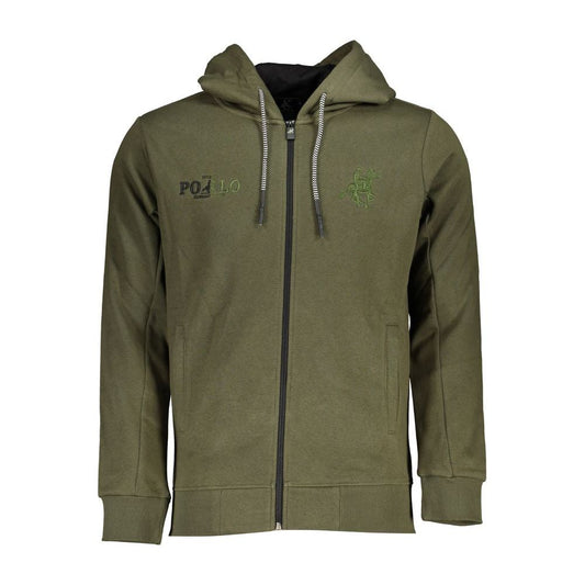 U.S. Grand Polo | Elegant Green Hooded Long-Sleeve Sweatshirt| McRichard Designer Brands   