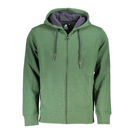 U.S. Grand Polo | Chic Green Hooded Sweatshirt with Elegant Embroidery| McRichard Designer Brands   