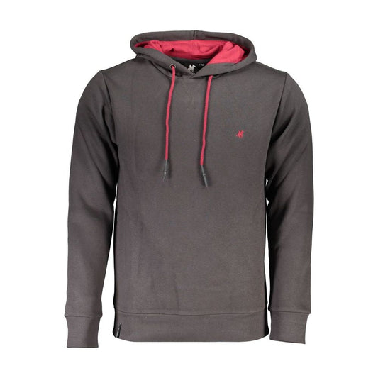 U.S. Grand Polo | Chic Gray Hooded Sweatshirt with Embroidery Detail| McRichard Designer Brands   