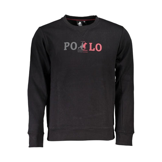 U.S. Grand Polo | Chic Crew Neck Fleece Sweatshirt in Black| McRichard Designer Brands   