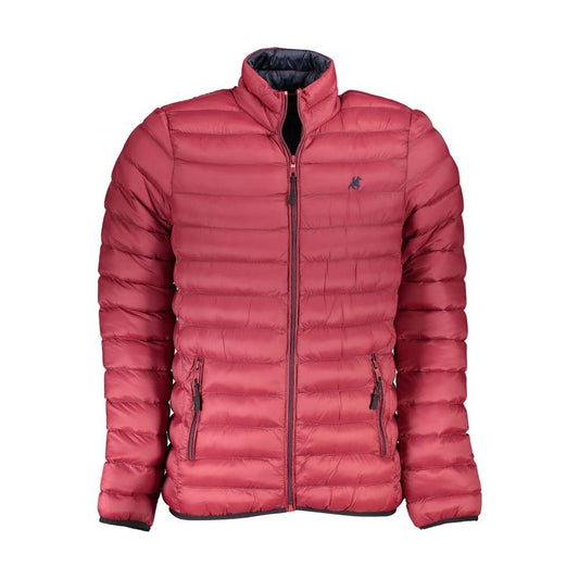 Chic Pink Nylon-Polyester Blend Men's Jacket