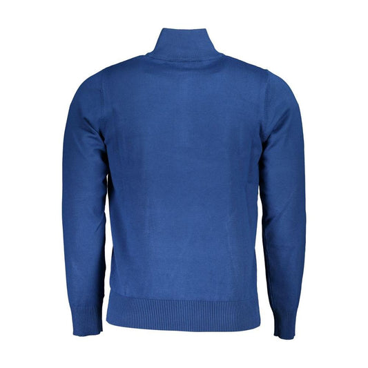 U.S. Grand Polo | Elegant Half-Zip Embroidered Blue Sweater| McRichard Designer Brands   