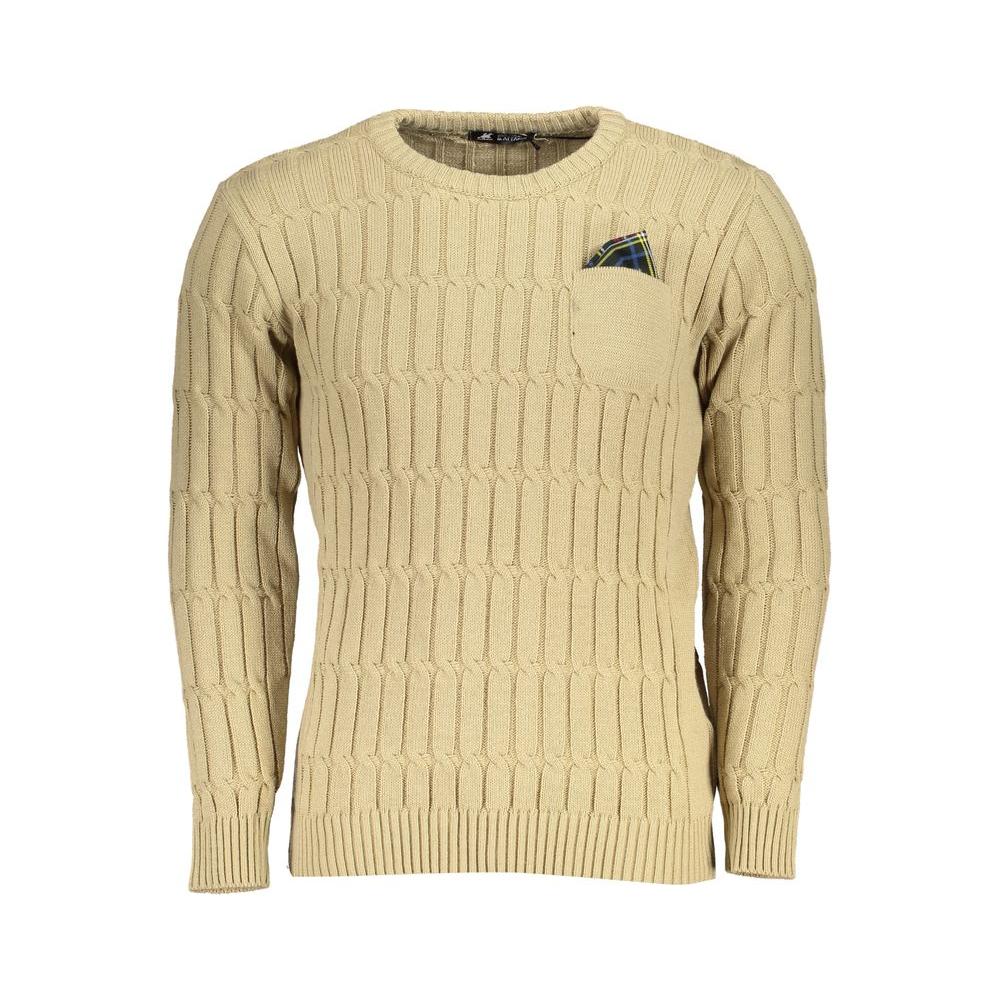 U.S. Grand Polo | Elegant Beige Long Sleeve Crew Neck Sweater| McRichard Designer Brands   