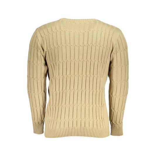 U.S. Grand Polo | Elegant Beige Long Sleeve Crew Neck Sweater| McRichard Designer Brands   