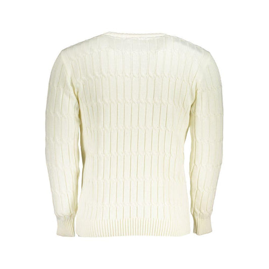 U.S. Grand Polo | Elegant Twisted Crew Neck Sweater in White| McRichard Designer Brands   